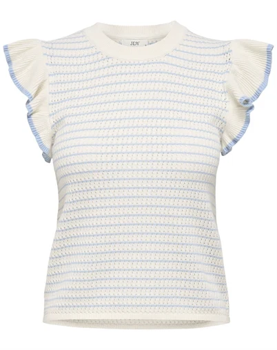 JDY - JDYCarice Frill Pullover Top - Cloud Dancer/Powder